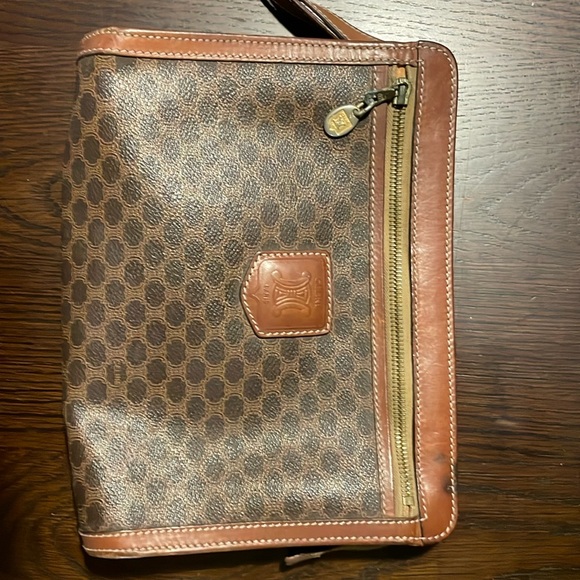 Vintage Celine macadam wristlet toiletry bag clutch, large triomphe logo - Picture 1 of 12